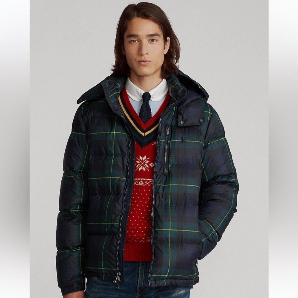 Polo Ralph Lauren Tartan Blackwatch Hooded Down Puffer Coat Jacket NWT 3XL XXXL